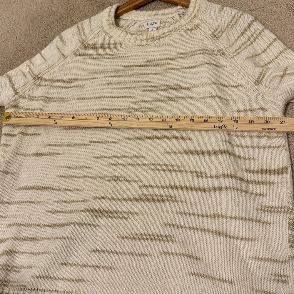 J. Crew Raglan Space Dyed Crew Neck Sweater cream and tan size large
